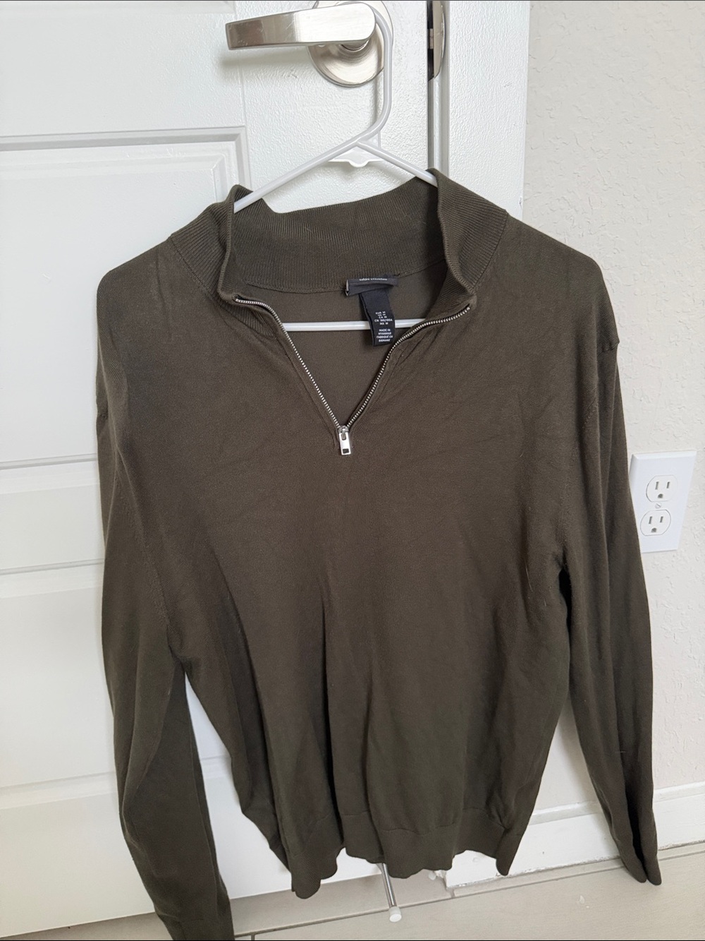 H&M Olive Green Quarter-Zip Sweater
